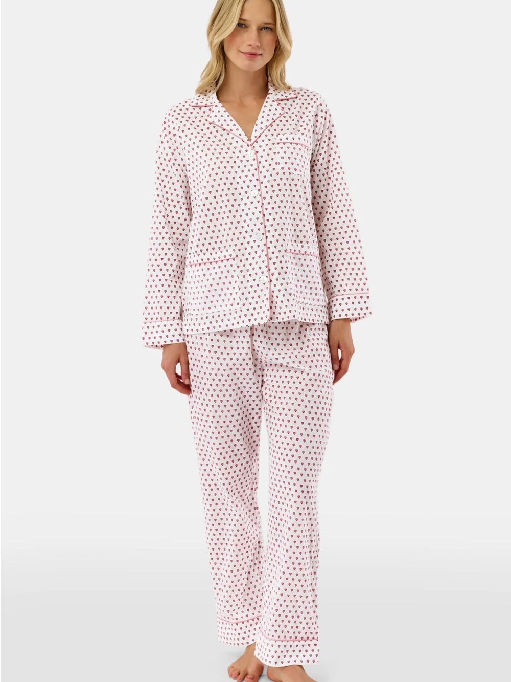 Roller Rabbit Pink and Red Heart-Print Pajama Set